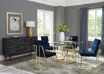 Evianna 2 Blue Velvet/Brass Finish Metal Side Chairs