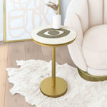 Eye Handpainted Brass Finish Metal Side Table