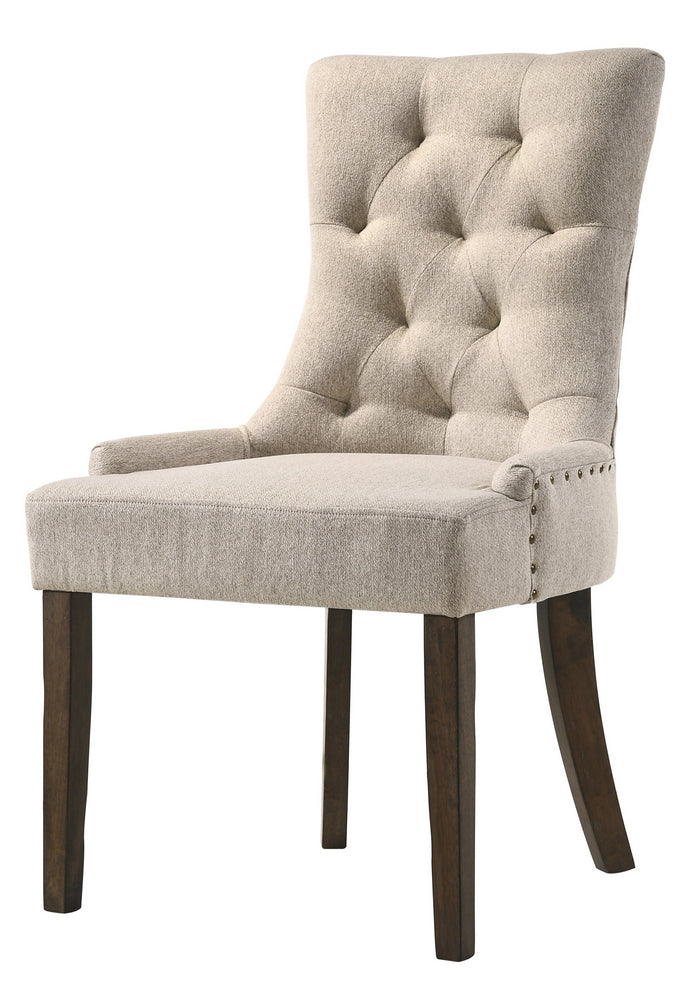 Farren 2 Beige Fabric/Espresso Wood Side Chairs