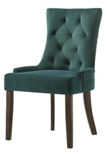 Farren 2 Green Velvet/Espresso Wood Side Chairs