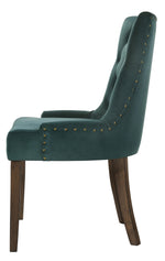 Farren 2 Green Velvet/Espresso Wood Side Chairs