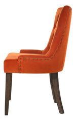 Farren 2 Orange Velvet/Espresso Wood Side Chairs