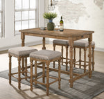 Farsiris Weathered Oak Wood Rectangular Counter Height Table