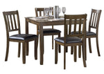 Faust 5-Pc Charcoal Brown Wood/Dark Brown Dinette Set