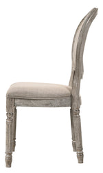 Faustine 2 Tan Fabric/Salvaged Light Oak Wood Side Chairs