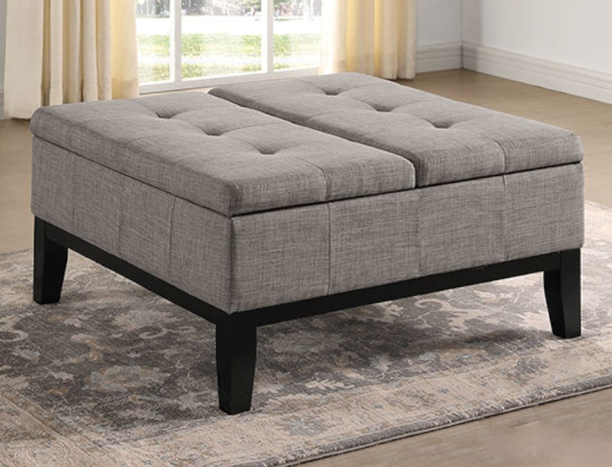 Fazio Light Gray Linen-Like Fabric Ottoman