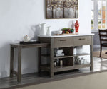 Feivel Rustic Oak Wood Kitchen Island with Pull Out Table