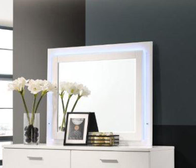 Felicity Glossy White Wood Frame Dresser Mirror with LED