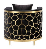 Fergal Black Velvet Chair with Geometric Patterned Sides