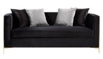 Fergal Black Velvet Loveseat with Geometric Patterned Sides