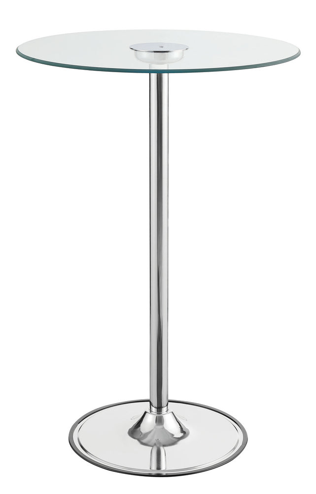 Ratna Clear Glass/Chrome Metal Round LED Bar Table