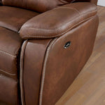 Ffion Brown Leatherette Power Recliner Sofa