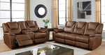 Ffion Brown Leatherette Power Recliner Sofa