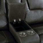 Ffion Gray Leatherette Power Recliner Loveseat