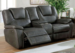 Ffion Gray Leatherette Power Recliner Loveseat