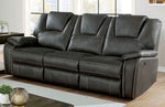 Ffion Gray Leatherette Power Recliner Sofa