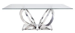 Finley Clear Glass/Mirrored Silver Metal Dining Table