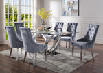 Finley Clear Glass/Mirrored Silver Metal Dining Table