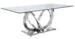 Finley Clear Glass/Mirrored Silver Metal Dining Table