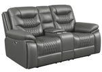 Flamenco 2-Pc Charcoal Leatherette Power Recliner Sofa Set