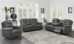 Flamenco 3-Pc Charcoal Leatherette Power Recliner Sofa Set