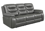 Flamenco 3-Pc Charcoal Leatherette Power Recliner Sofa Set