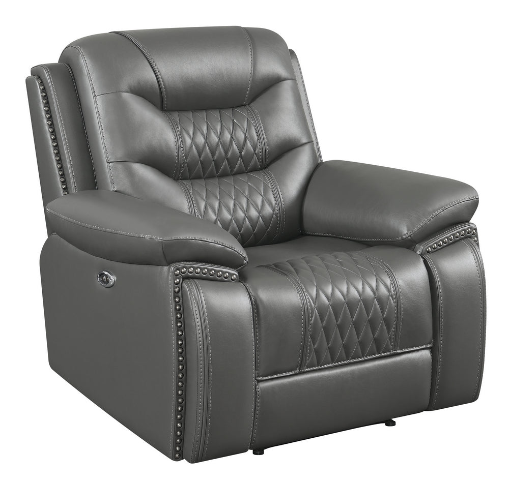 Flamenco Charcoal Leatherette Power Recliner