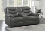 Flamenco Charcoal Leatherette Power Recliner Loveseat