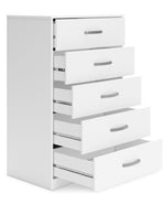 Flannia White Wood 5-Drawer Chest