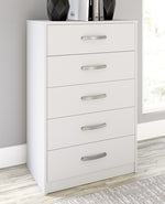 Flannia White Wood 5-Drawer Chest