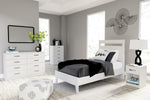 Flannia White Wood Twin Platform Bed with Headboard