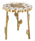 Flor Handpainted Brass Finish Metal Side Table