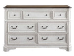 Florian Antique White/Oak Wood 7-Drawer Dresser