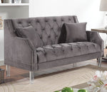 Franceschi Gray Flannelette Tufted Loveseat