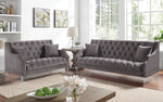 Franceschi Gray Flannelette Tufted Loveseat