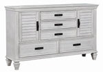 Franco 5-Pc Antique White Wood Cal King Panel Bedroom Set