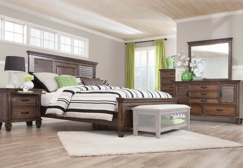 Franco 5-Pc Burnished Oak Wood Cal King Panel Bedroom Set