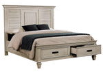 Franco Antique White Wood Cal King Storage Bed