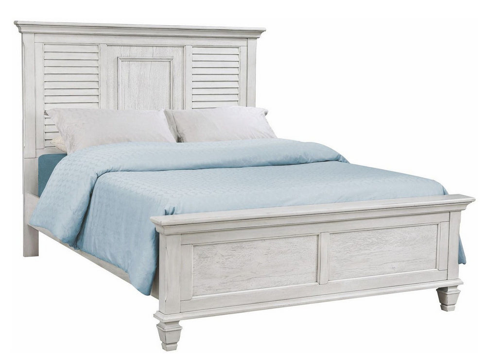 Franco Antique White Wood King Panel Bed