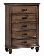 Franco Burnished Oak Wood 5-Drawer Chest