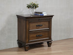 Franco Burnished Oak Wood 2-Drawer Nightstand