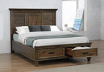 Franco Burnished Oak Wood King Storage Bed