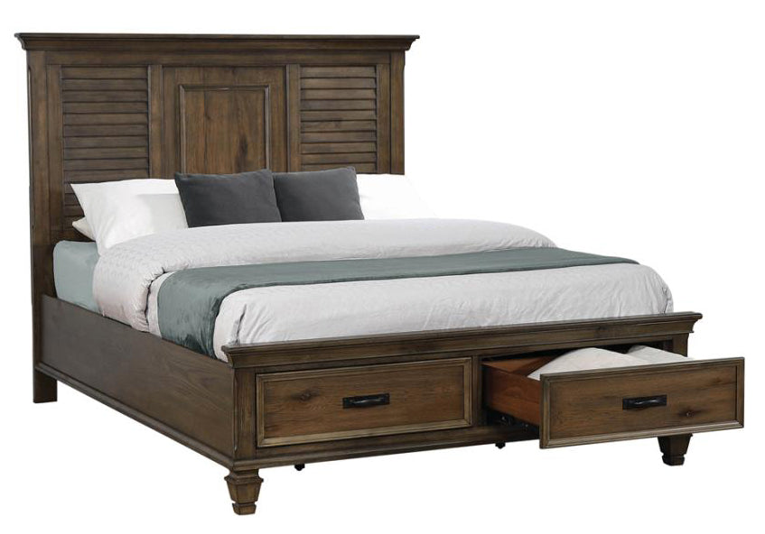 Franco Burnished Oak Wood King Storage Bed