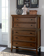 Frazier Park Brown Cherry Wood 5-Drawer Chest