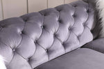 Freya Gray Velvet Tufted Loveseat