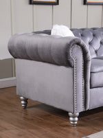 Freya Gray Velvet Tufted Loveseat