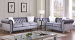 Freya Gray Velvet Tufted Sofa (Oversized)