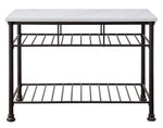 Freyja White Artificial Stone/Gray Metal Kitchen Island