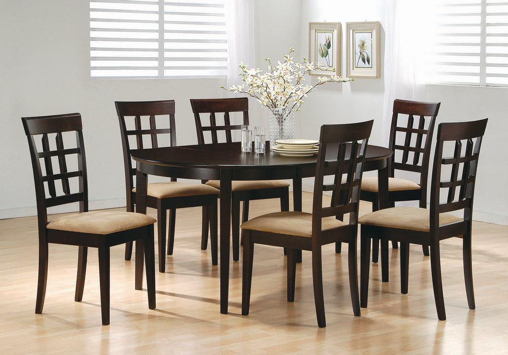 Gabriel 7-Pc Cappuccino Wood/Tan Fabric Dining Table Set