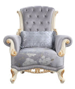 Galelvith Gray Fabric Chair with Gold Accent Trim